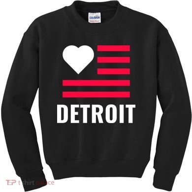 Detroit USA Flag Love Kids Sweatshirt