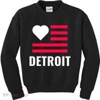Detroit USA Flag Love Kids Sweatshirt thumb 0