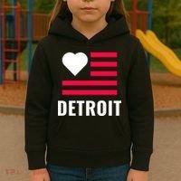 Detroit USA Flag Love Kids Hoodie thumb 3