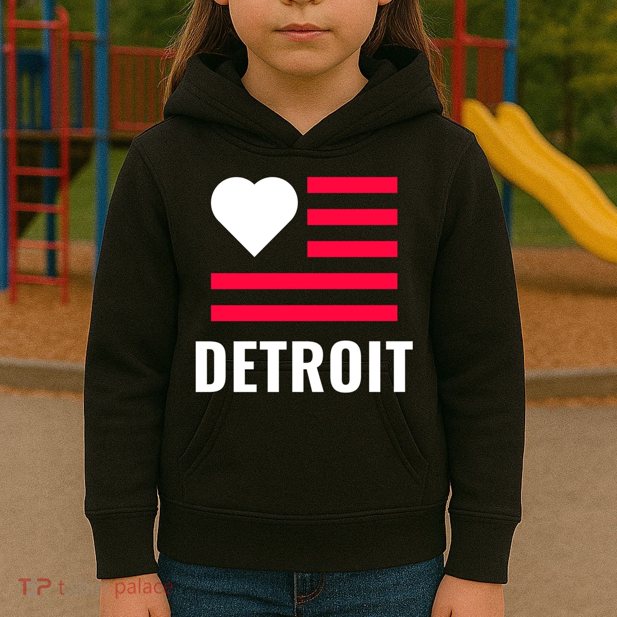 Detroit USA Flag Love Kids Hoodie