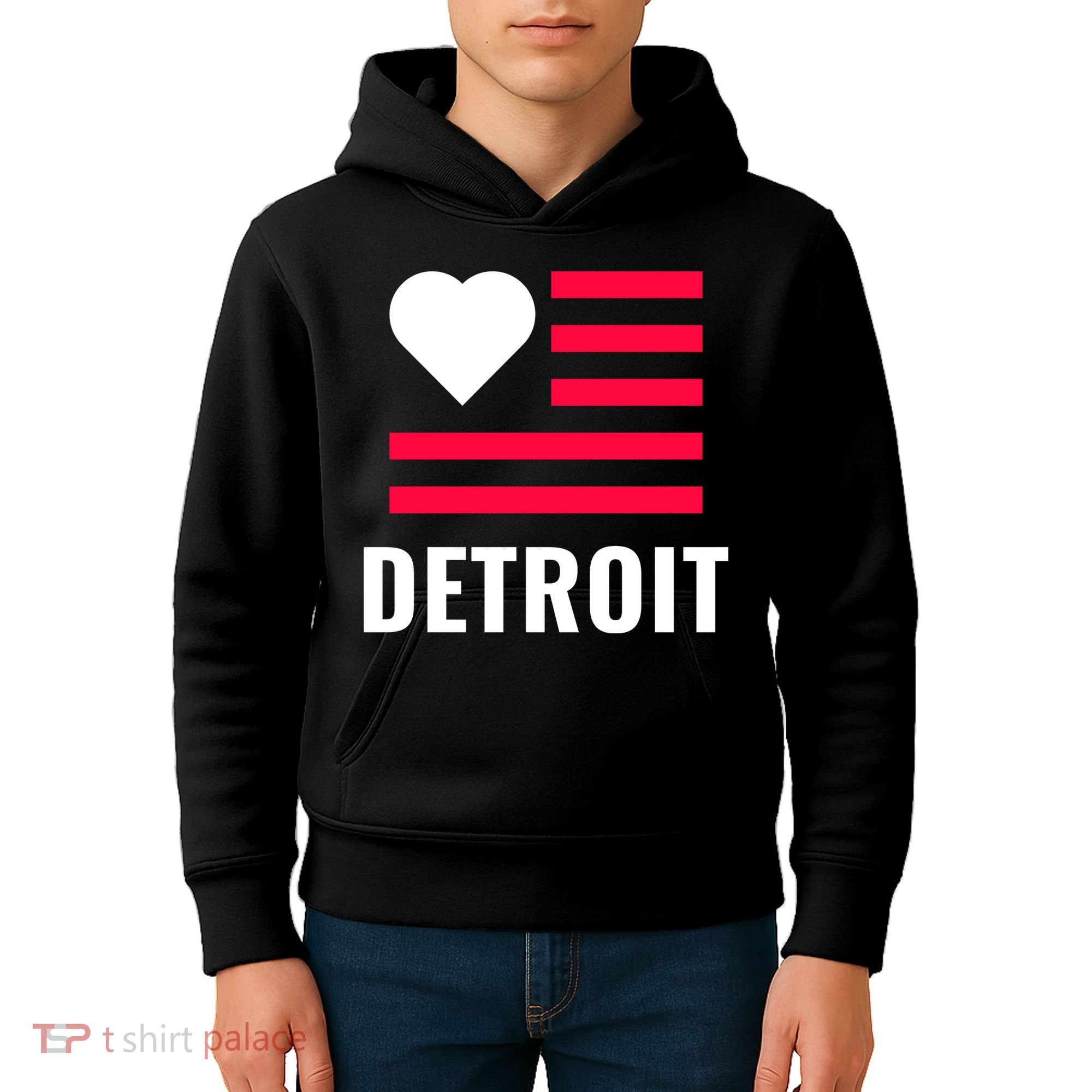 Detroit USA Flag Love Kids Hoodie