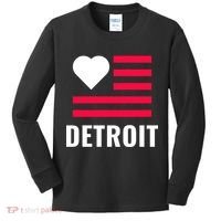 Detroit USA Flag Love Kids Long Sleeve Shirt thumb 0