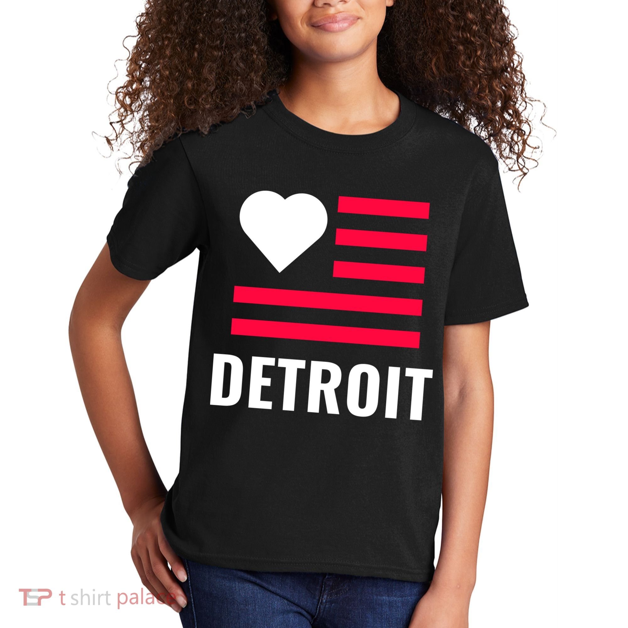 Detroit USA Flag Love Kids T-Shirt