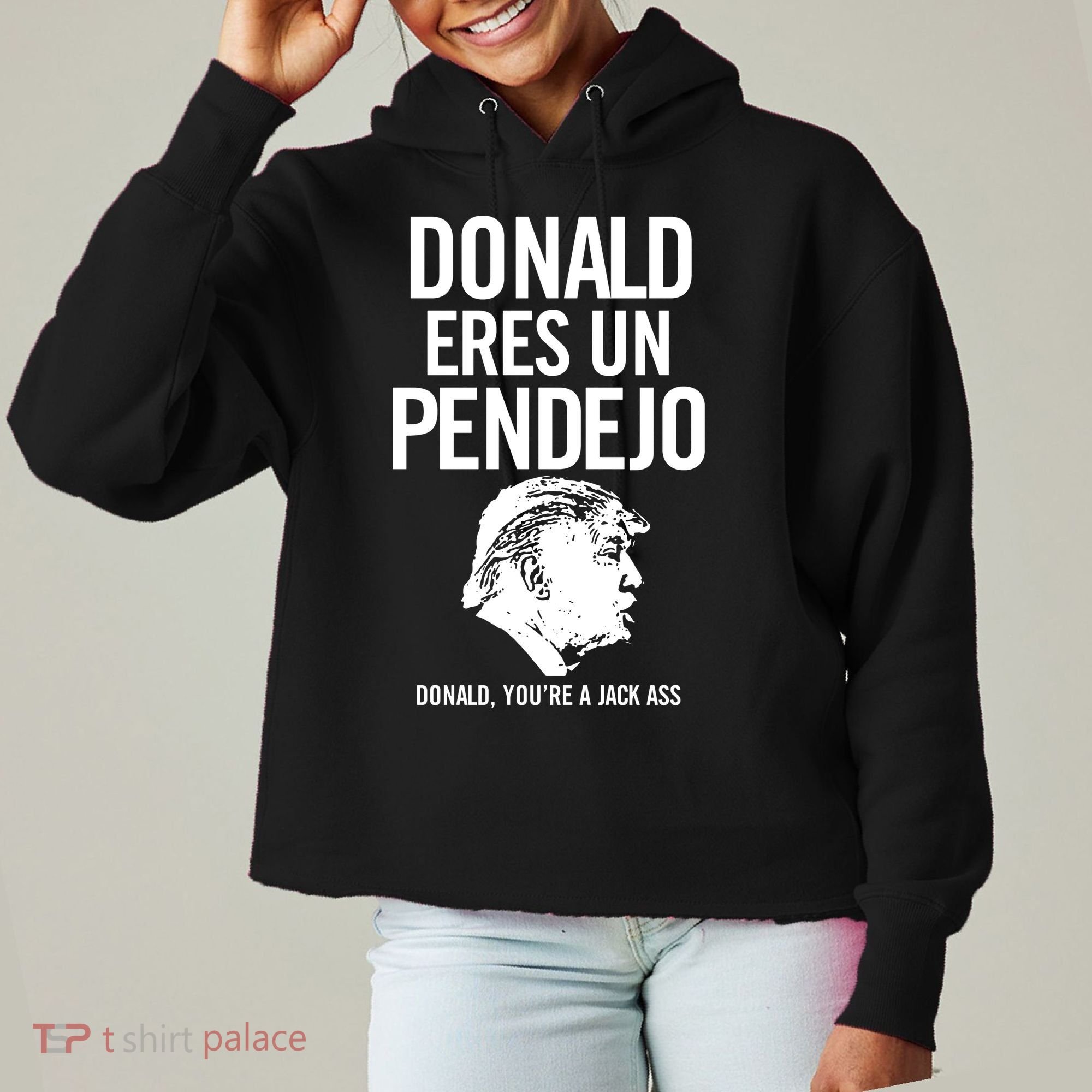 Donald Eres Un Pendejo Jack Ass Ladies Heavyweight Boxy Pullover Hoodie