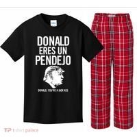 Donald Eres Un Pendejo Jack Ass Kids Plaid Pajama Set thumb 0