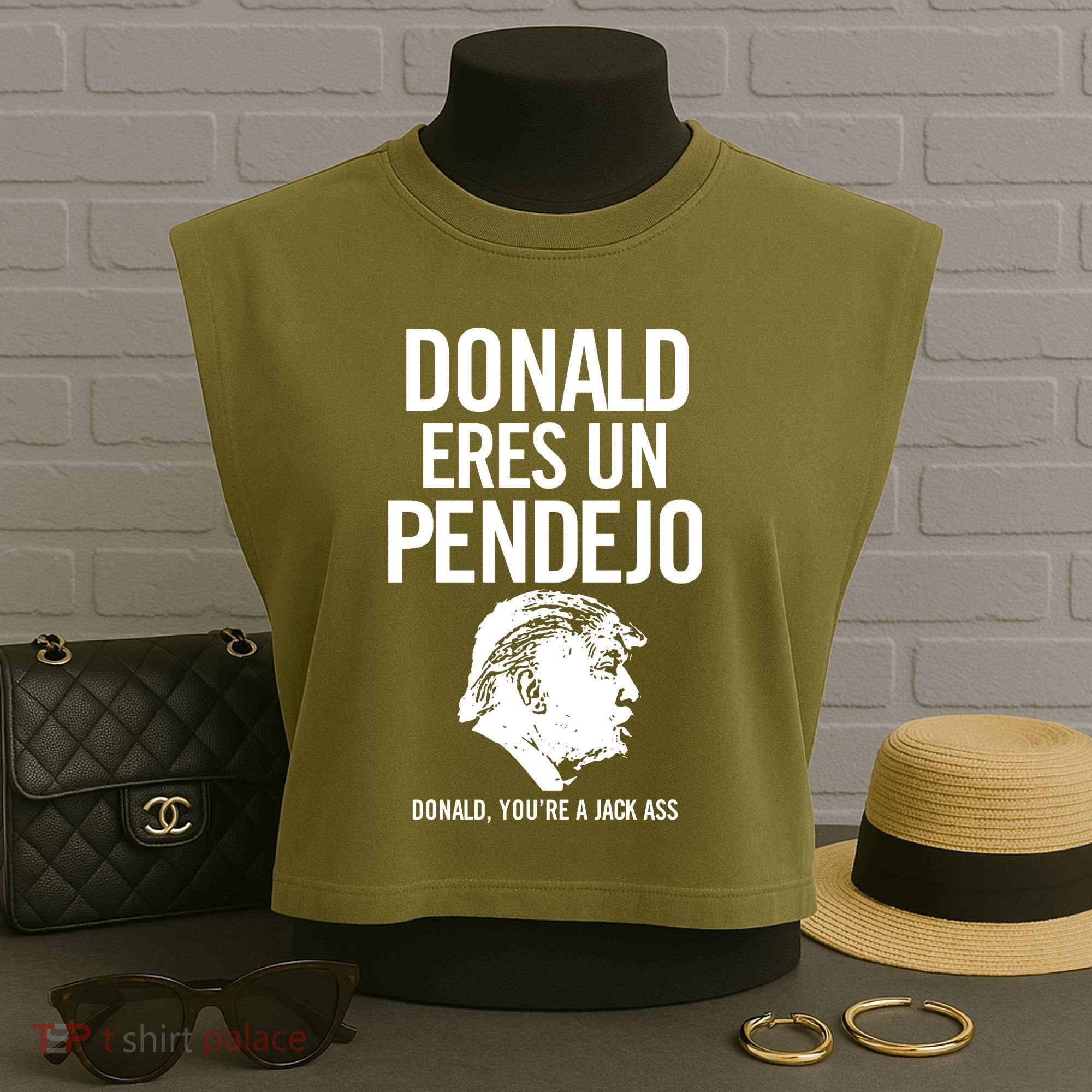 Donald Eres Un Pendejo Jack Ass Garment-Dyed Women's Muscle Tee