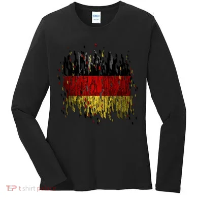 Deutschland Germany Torn German Flag Women's Long Sleeve Shirt