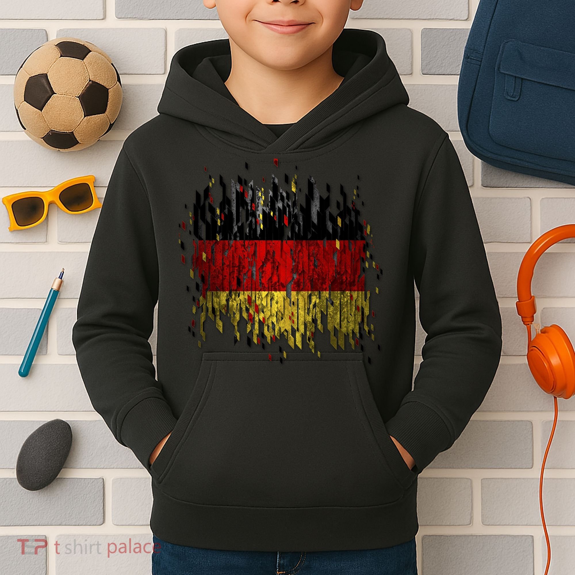 Deutschland Germany Torn German Flag Kids Hoodie