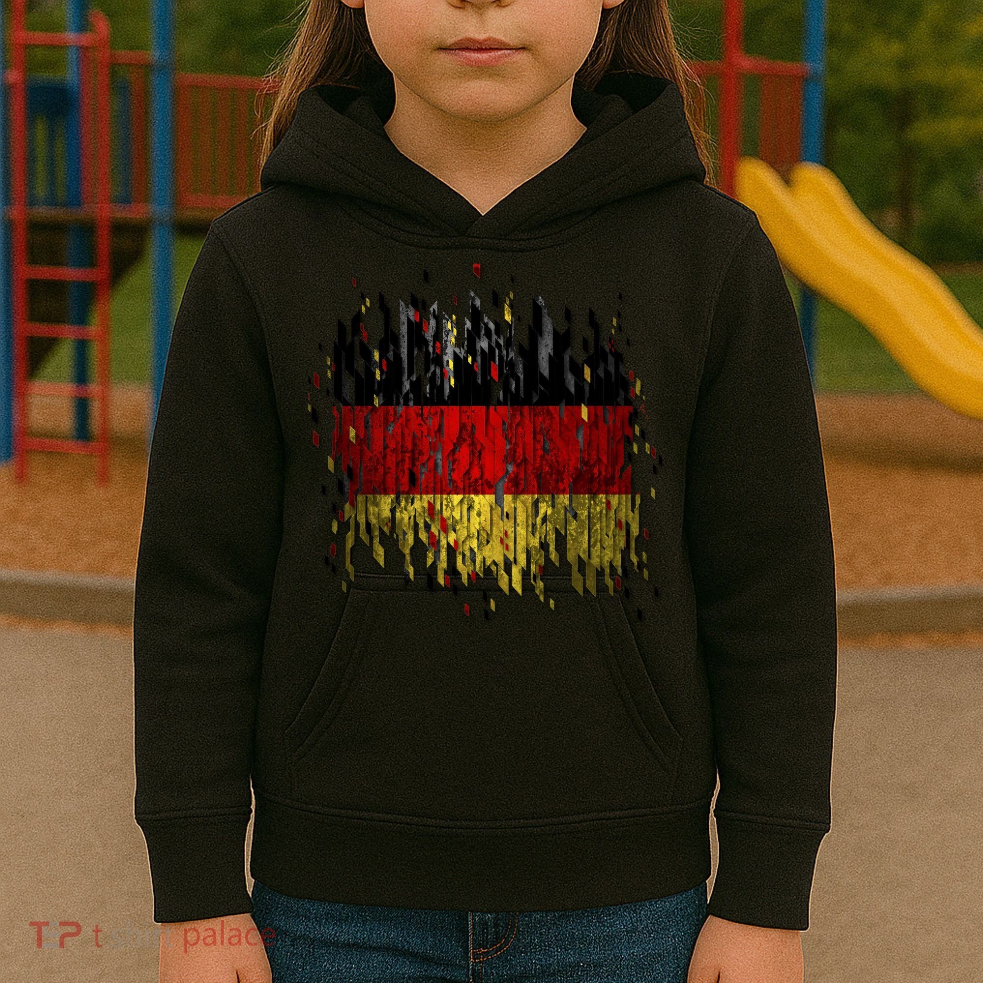 Deutschland Germany Torn German Flag Kids Hoodie