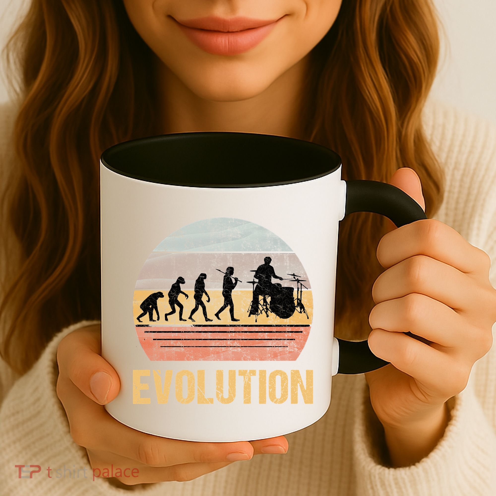 Drummer Evolution Vintage Retro Coffee Mug