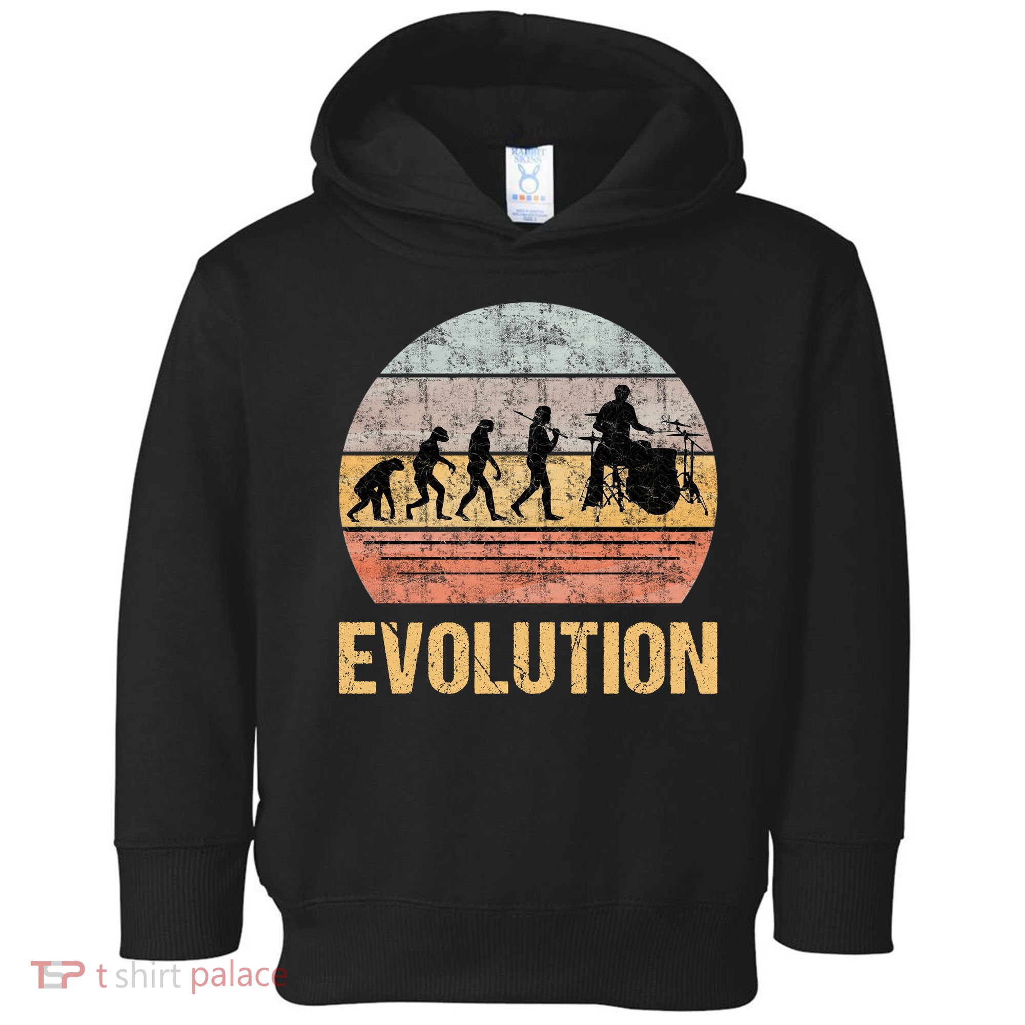 Drummer Evolution Vintage Retro Toddler Hoodie
