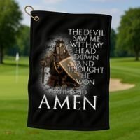 Devil Though He Won Until I Said Amen Golf Towel thumb 1