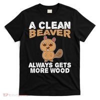 Dirty Funny Adult Clean Beaver Wood T-Shirt thumb 0
