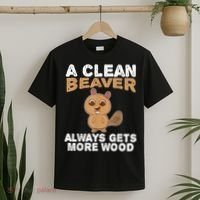 Dirty Funny Adult Clean Beaver Wood T-Shirt thumb 2