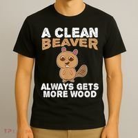 Dirty Funny Adult Clean Beaver Wood T-Shirt thumb 3