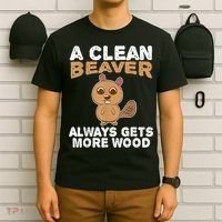 Dirty Funny Adult Clean Beaver Wood T-Shirt thumb 6