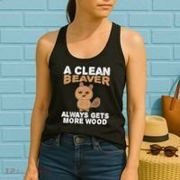 Dirty Funny Adult Clean Beaver Wood Women's Tank Top thumb 2