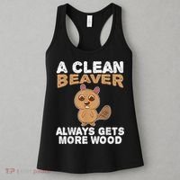 Dirty Funny Adult Clean Beaver Wood Women's Tank Top thumb 3