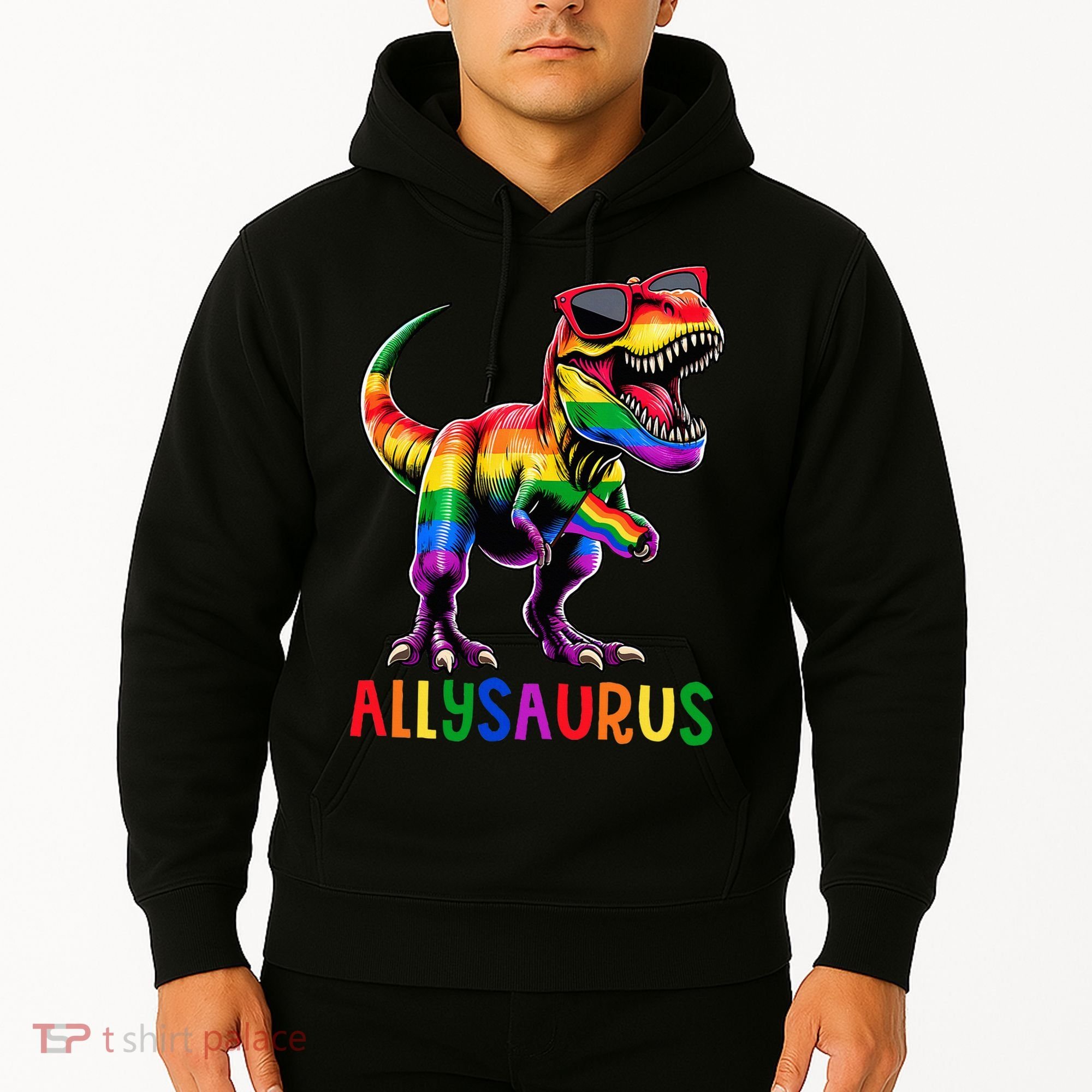 Dinosaur Flag Ally Lgbt Allysaurus Lgbt Pride Hoodie