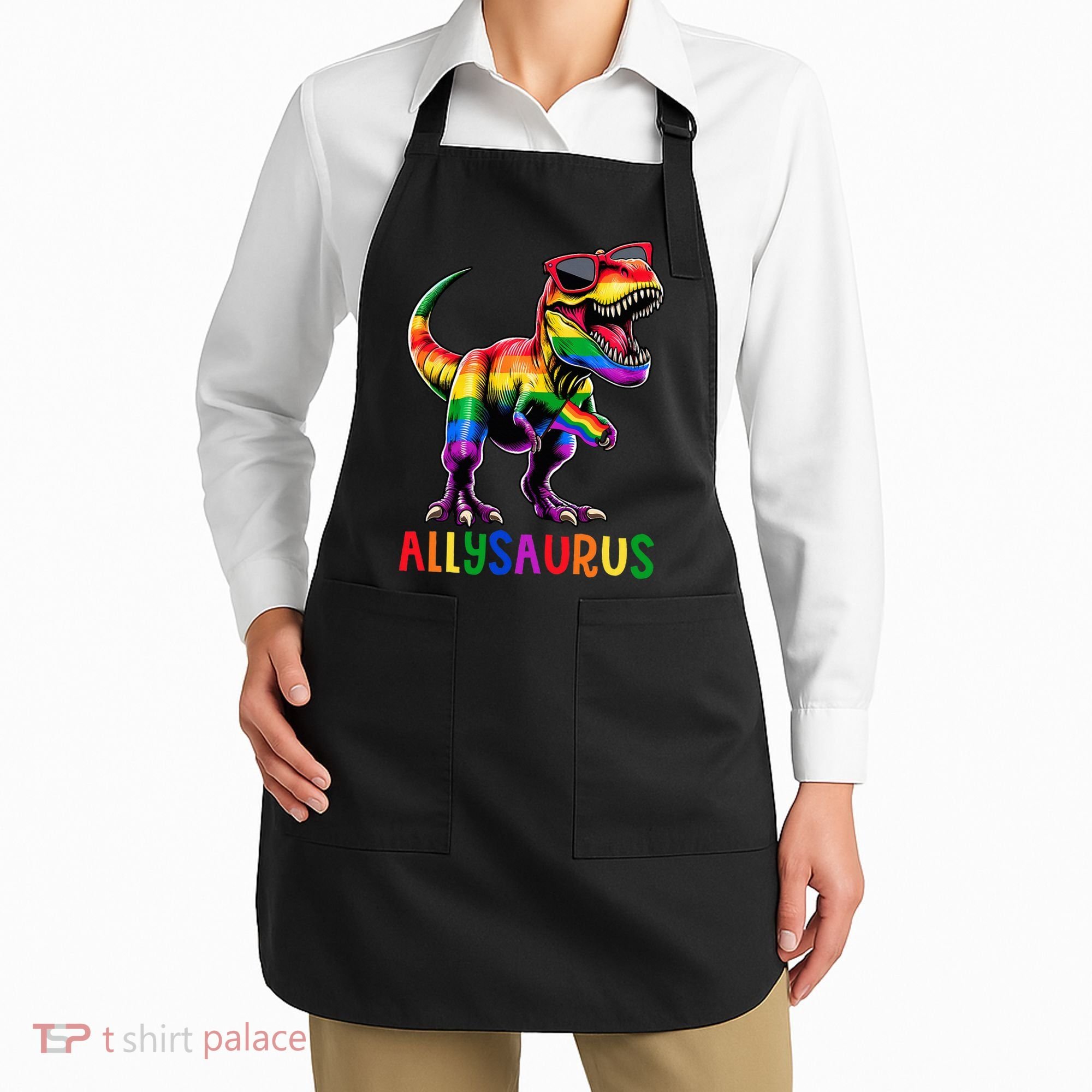 Dinosaur Flag Ally Lgbt Allysaurus Lgbt Pride Apron