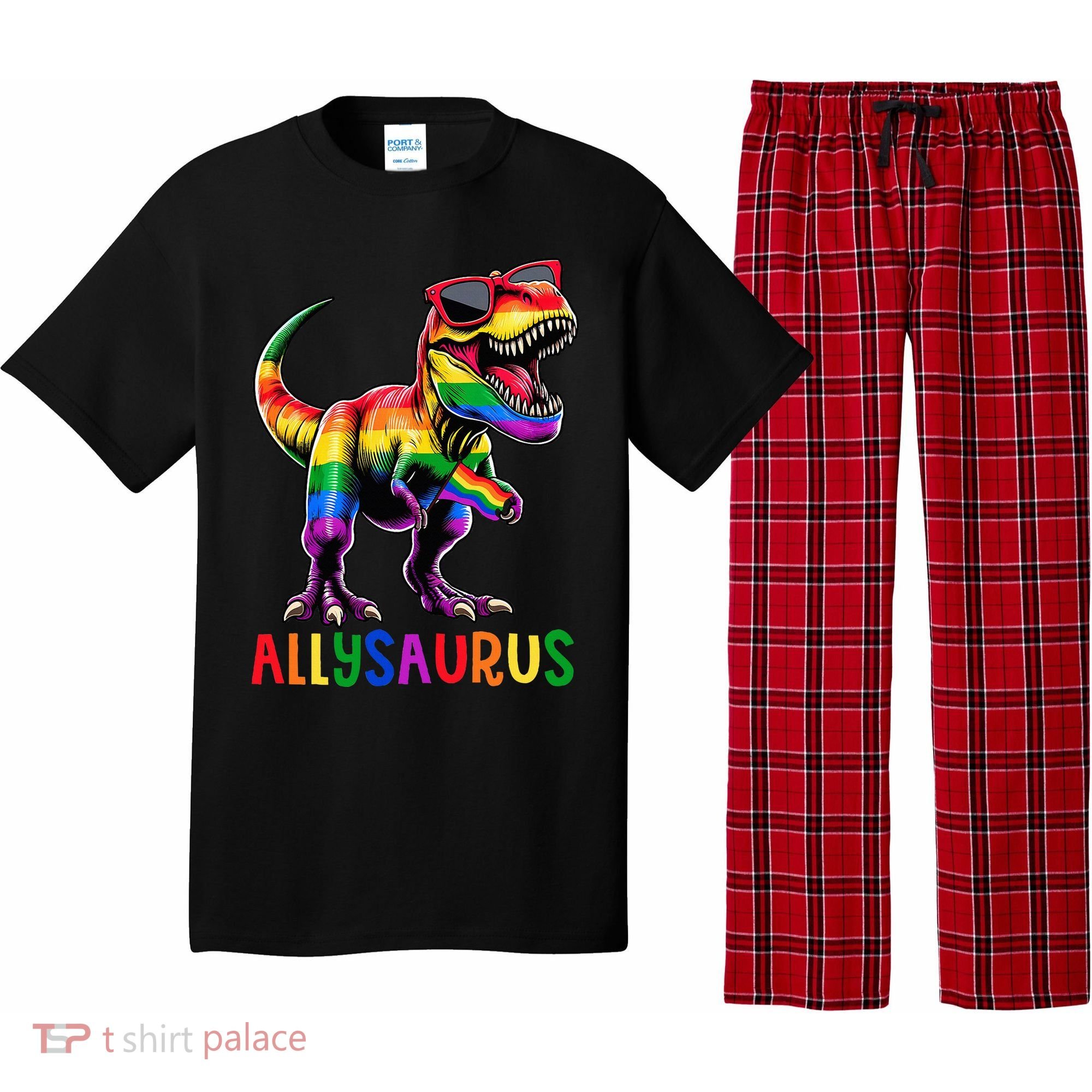 Dinosaur Flag Ally Lgbt Allysaurus Lgbt Pride Pajama Set
