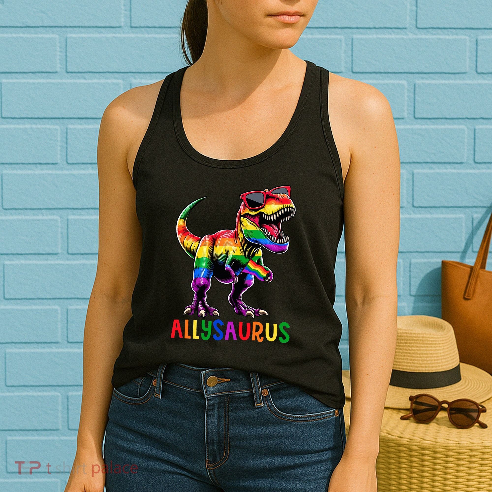 Dinosaur Flag Ally Lgbt Allysaurus Lgbt Pride Women's Tank Top