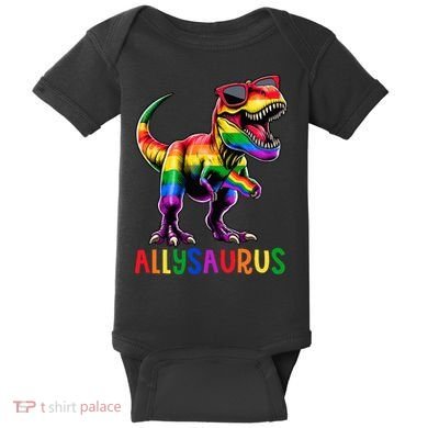 Dinosaur Flag Ally Lgbt Allysaurus Lgbt Pride Baby Bodysuit