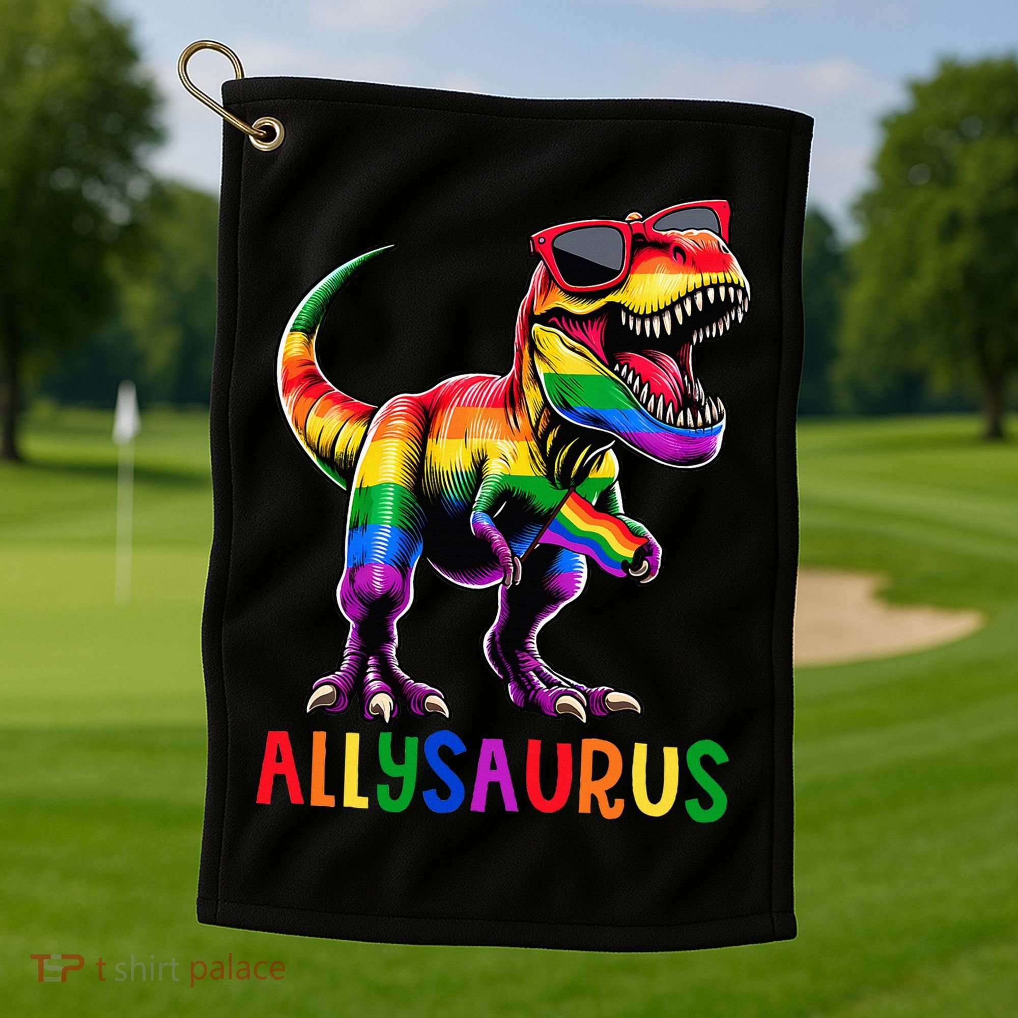 Dinosaur Flag Ally Lgbt Allysaurus Lgbt Pride Golf Towel