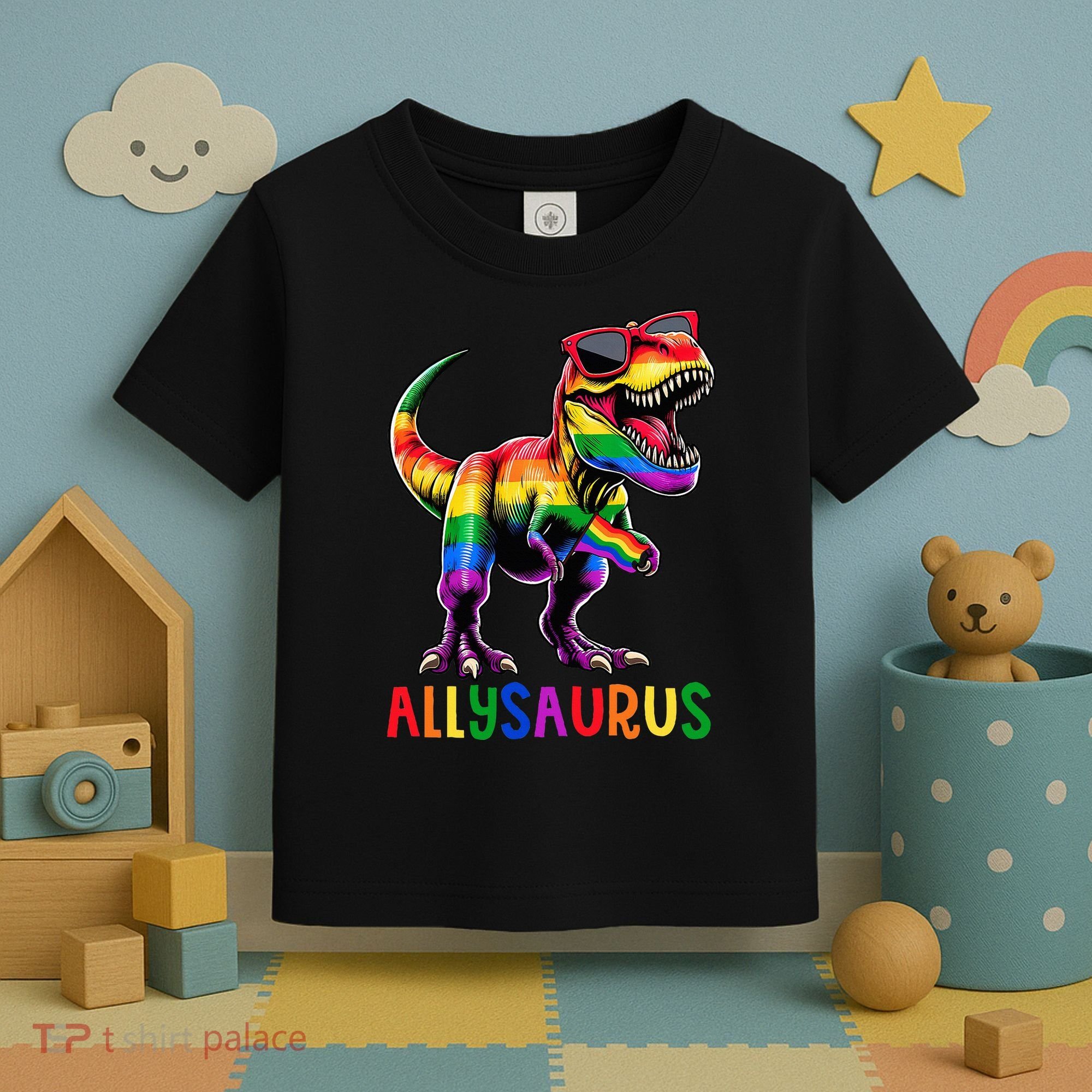 Dinosaur Flag Ally Lgbt Allysaurus Lgbt Pride Toddler T-Shirt