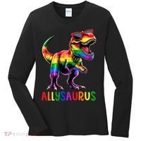Dinosaur Flag Ally Lgbt Allysaurus Lgbt Pride Women's Long Sleeve Shirt thumb 0