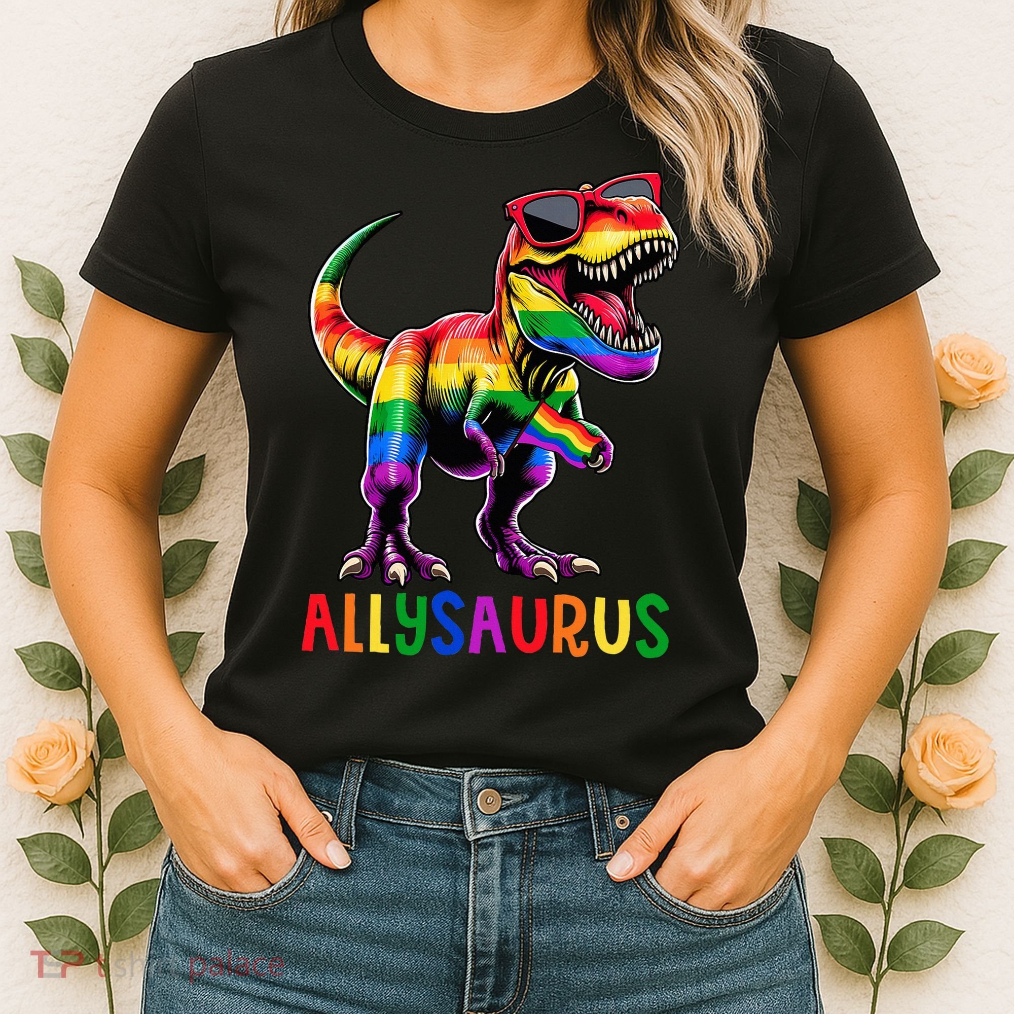 Dinosaur Flag Ally Lgbt Allysaurus Lgbt Pride Women's T-Shirt