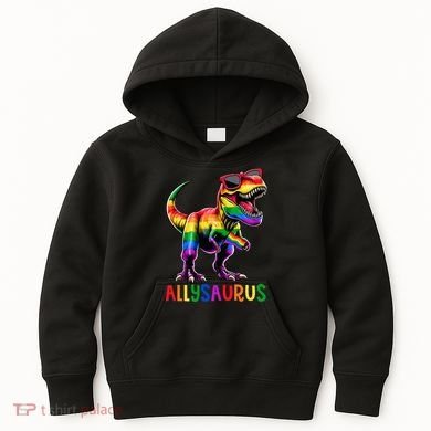 Dinosaur Flag Ally Lgbt Allysaurus Lgbt Pride Kids Hoodie