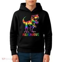 Dinosaur Flag Ally Lgbt Allysaurus Lgbt Pride Kids Hoodie thumb 4