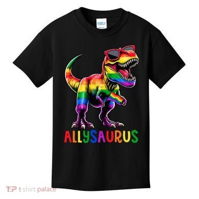 Dinosaur Flag Ally Lgbt Allysaurus Lgbt Pride Kids T-Shirt