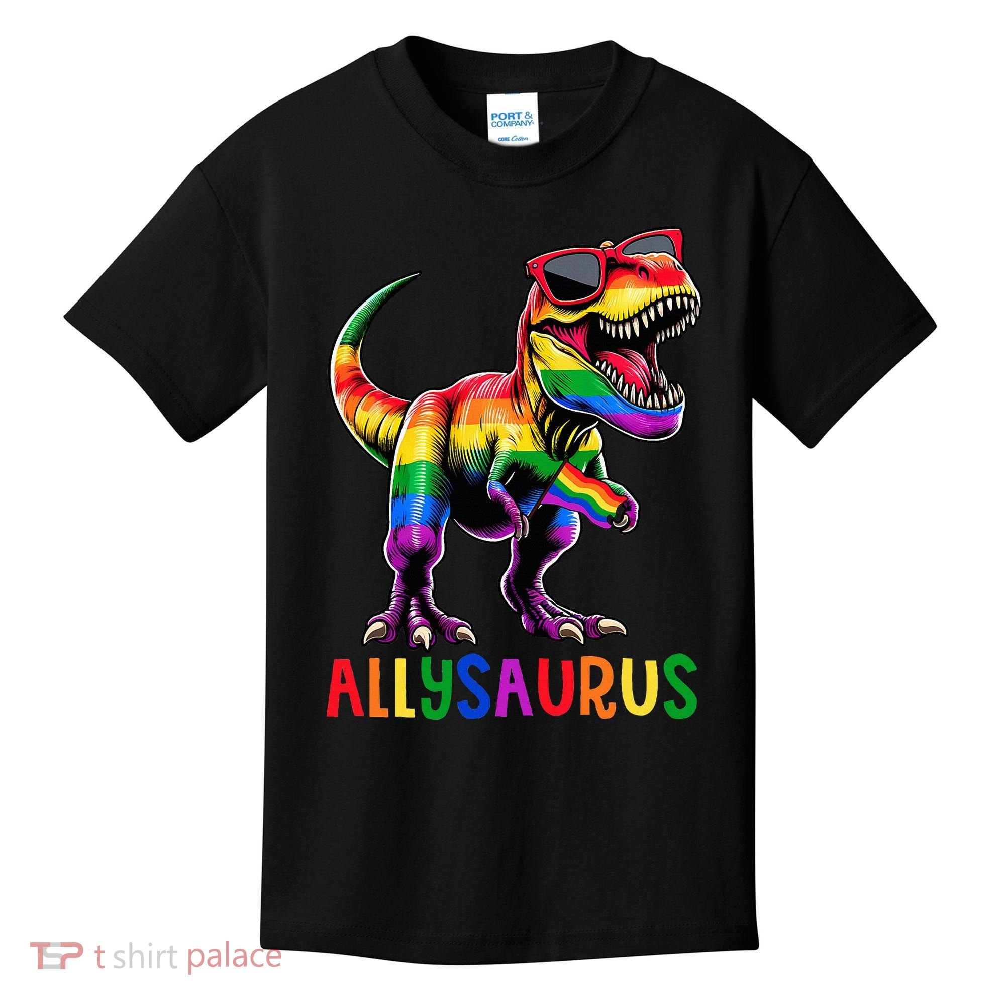 Dinosaur Flag Ally Lgbt Allysaurus Lgbt Pride Kids T-Shirt