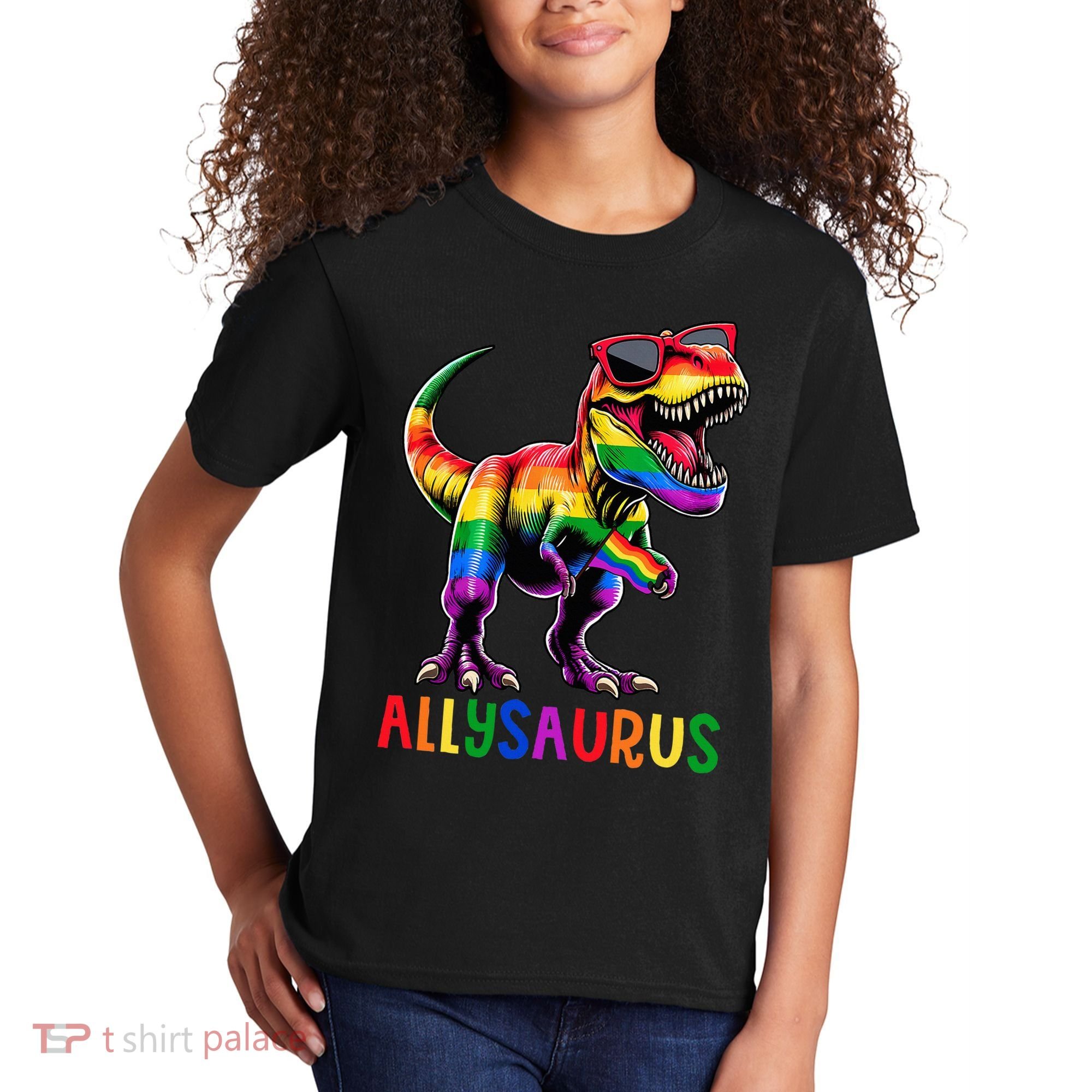 Dinosaur Flag Ally Lgbt Allysaurus Lgbt Pride Kids T-Shirt