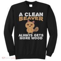 Dirty Funny Adult Clean Beaver Wood Sweatshirt thumb 0
