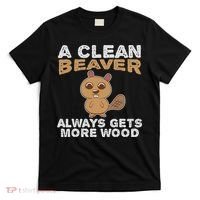 Dirty Funny Adult Clean Beaver Wood T-Shirt thumb 0