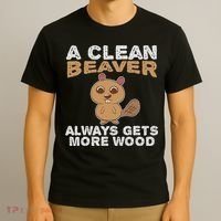 Dirty Funny Adult Clean Beaver Wood T-Shirt thumb 3