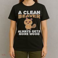 Dirty Funny Adult Clean Beaver Wood T-Shirt thumb 4
