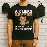Dirty Funny Adult Clean Beaver Wood T-Shirt thumb 6