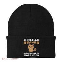 Dirty Funny Adult Clean Beaver Wood Beanie thumb 0