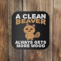 Dirty Funny Adult Clean Beaver Wood Coaster thumb 0