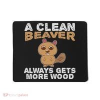 Dirty Funny Adult Clean Beaver Wood Mousepad thumb 0