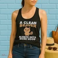 Dirty Funny Adult Clean Beaver Wood Women's Tank Top thumb 2
