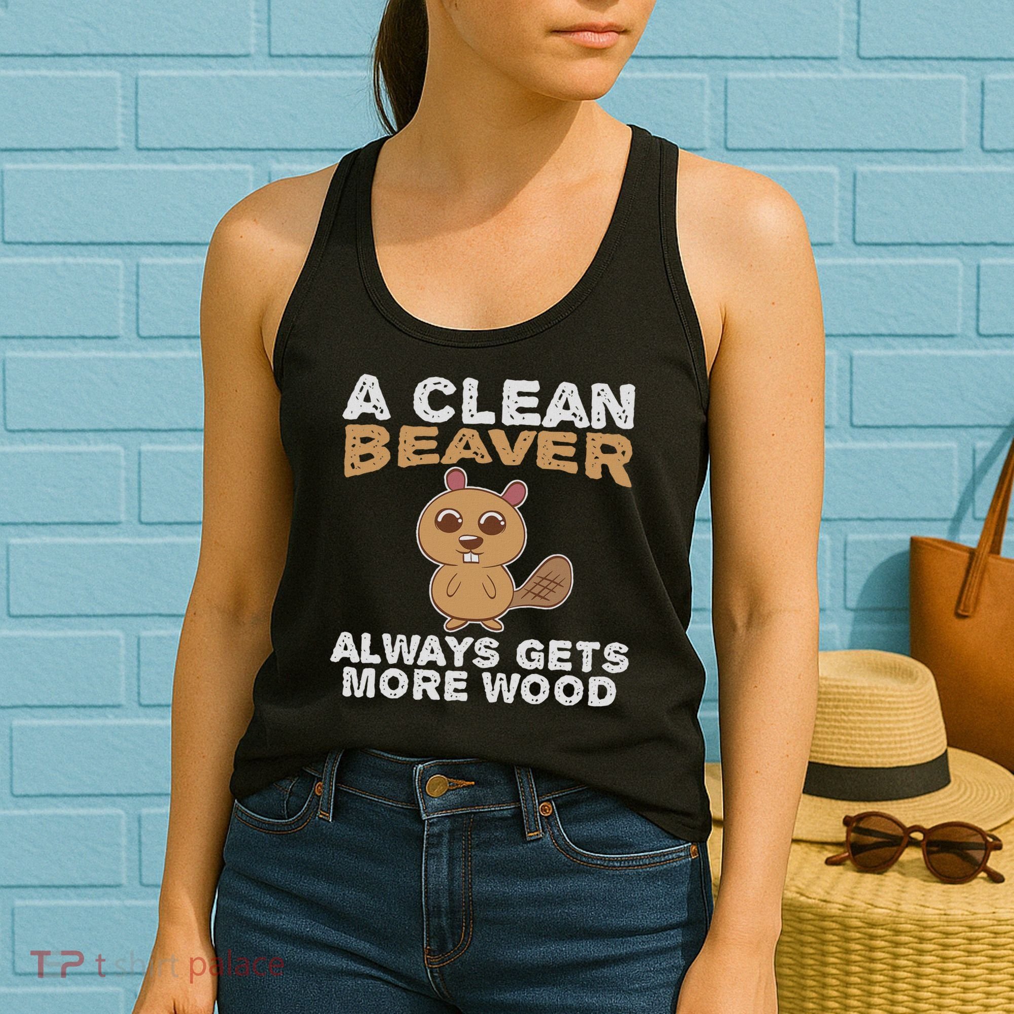 Dirty Funny Adult Clean Beaver Wood Women's Tank Top