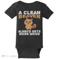Dirty Funny Adult Clean Beaver Wood Baby Bodysuit thumb 0
