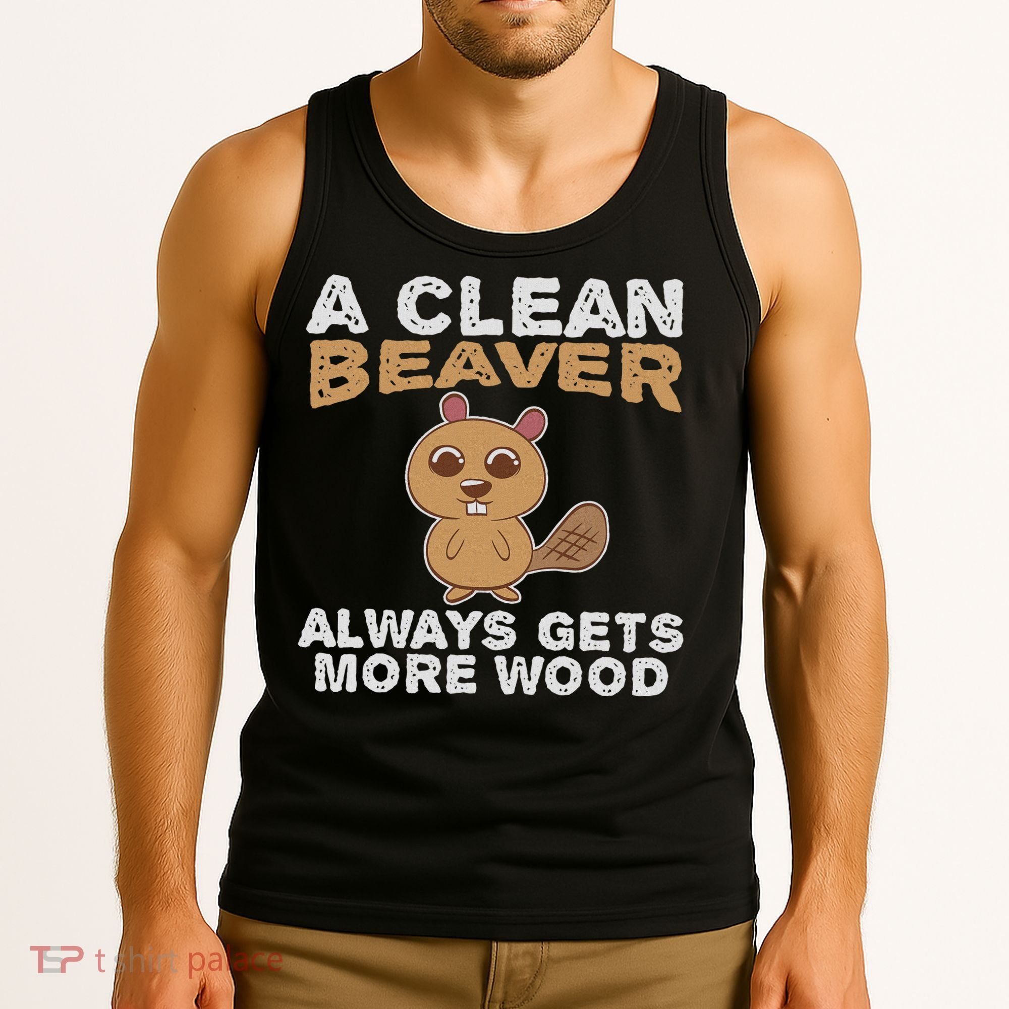 Dirty Funny Adult Clean Beaver Wood Tank Top