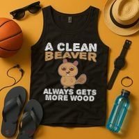 Dirty Funny Adult Clean Beaver Wood Tank Top thumb 4