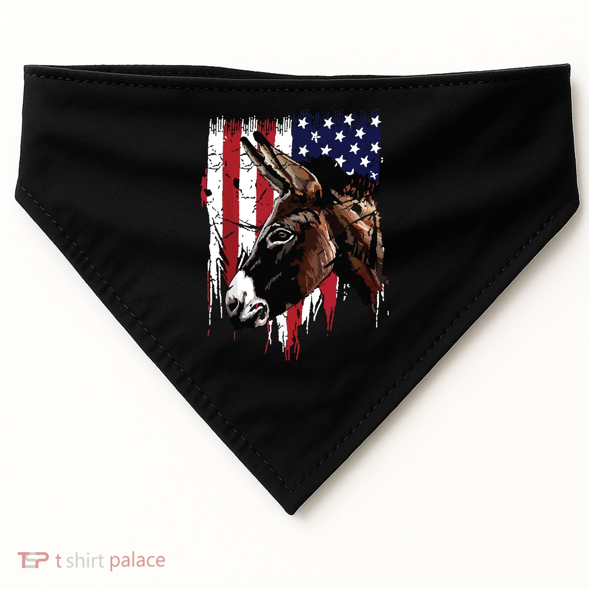 Donkey Farmer American Flag USA Donkey USA-Made Doggie Bandana